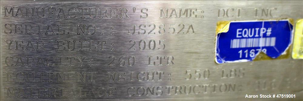 Used DCI Reactor, 68.6 Gallons (260 Liter), 316L Stainless Steel, Vertical.