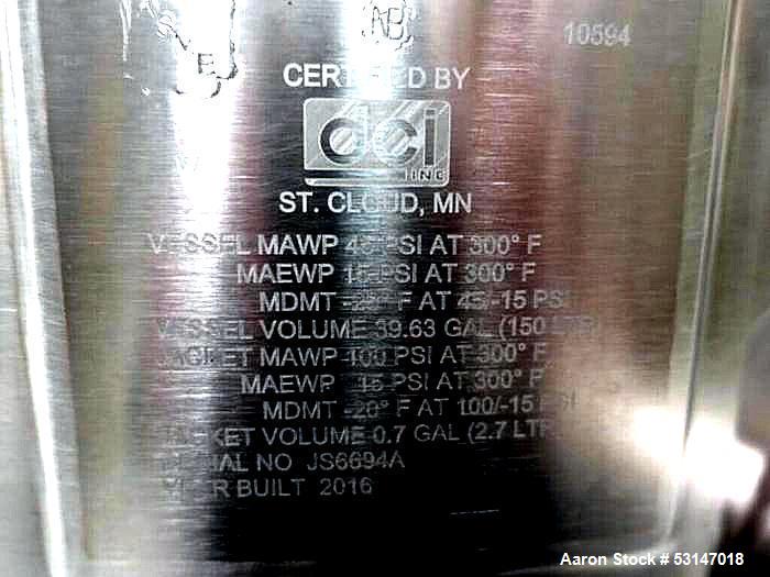 DCI 150-Liter (40 Gallon) Stainless Steel Reactor Vessel.