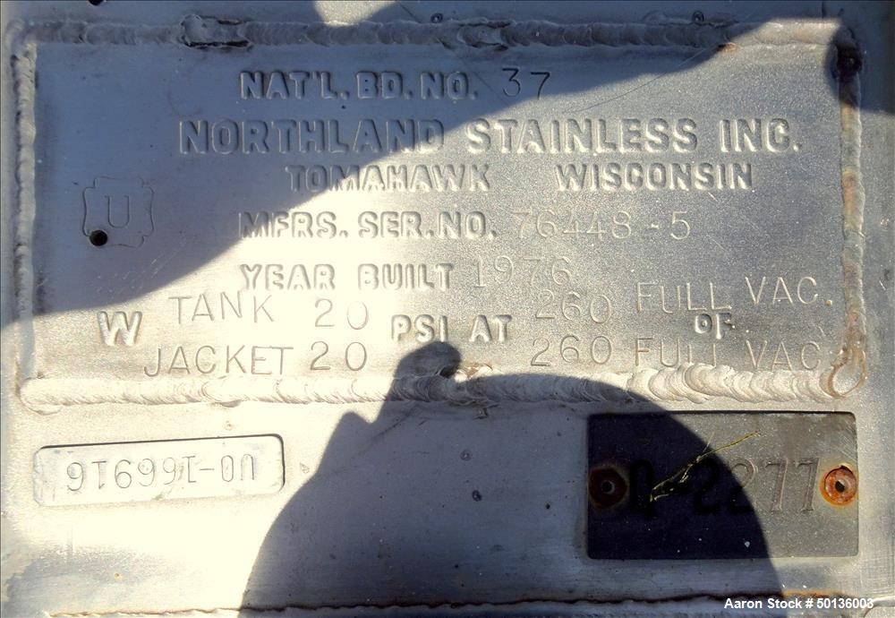 Used Northland Stainless Reactor, Approximate 200 Gallon, 316 Stainless Steel