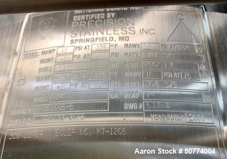 Used Precision Stainless Reactor, 300 Liters