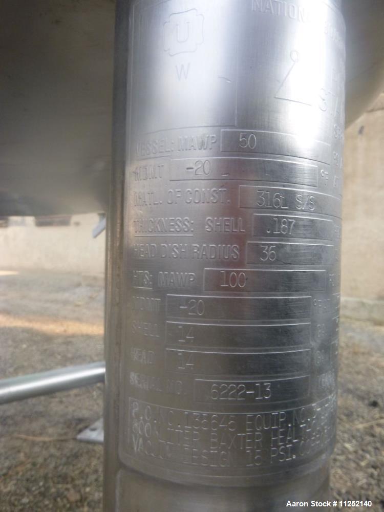 Used Precision Stainless 158 Gallon Stainless Steel Reactor