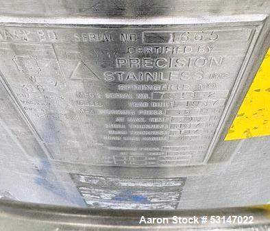 Precision Stainless 500 Liter (132 Gallon) Stainless Steel Reactor Vessel.