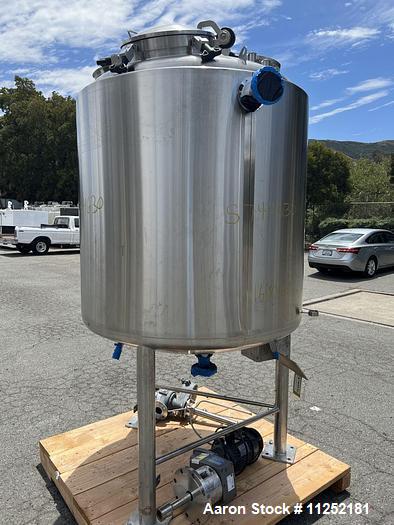 Used-T&C Stainless 1,400 Liter (370 Gallon) 316L Stainless Steel Agitated Reacto