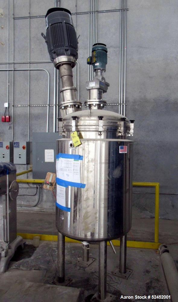 Used- T&C Agitated Reactor, 150 Gallon, 316 L Stainless steel.