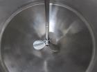 Used 300 liter HM Rustfri kettle, stainless steel construction, jacketed for 2.7 bar(39 psi at 150 c, top entering .75 kw Ekato agitator, model FGL-25D, on 2 legs, serial# FS-1210A, built 2011.
