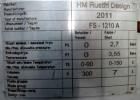 Used 300 liter HM Rustfri kettle, stainless steel construction, jacketed for 2.7 bar(39 psi at 150 c, top entering .75 kw Ekato agitator, model FGL-25D, on 2 legs, serial# FS-1210A, built 2011.