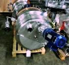 Used 300 liter HM Rustfri kettle, stainless steel construction, jacketed for 2.7 bar(39 psi at 150 c, top entering .75 kw Ekato agitator, model FGL-25D, on 2 legs, serial# FS-1210A, built 2011.
