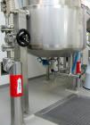 Used 300 liter HM Rustfri kettle, stainless steel construction, jacketed for 2.7 bar(39 psi at 150 c, top entering .75 kw Ekato agitator, model FGL-25D, on 2 legs, serial# FS-1210B, built 2011.