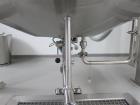 Used 300 liter HM Rustfri kettle, stainless steel construction, jacketed for 2.7 bar(39 psi at 150 c, top entering .75 kw Ekato agitator, model FGL-25D, on 2 legs, serial# FS-1210B, built 2011.