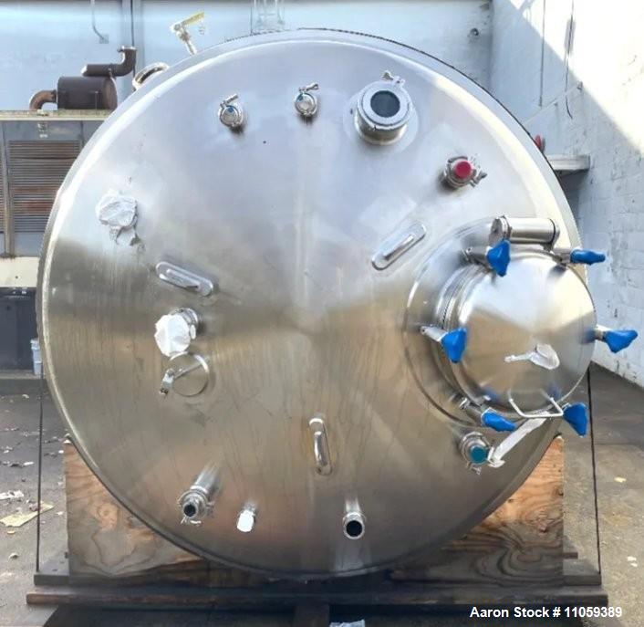 Used Holloway 316L Stainless Steel 9,500 Liter (2,500 Gallon) Sanitary Reactor/Fermenter – 45 PSI / FV (2015)