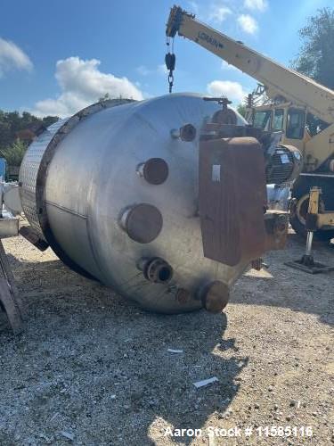 Used – 3,500 Gallon T316 Stainless Steel Reactor – Dimple Jacket, Top Drive, Check Gardin