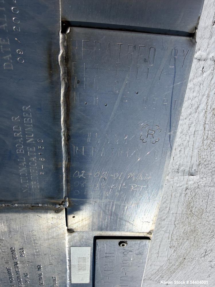 Used DCI 316L Stainless Steel Jacketed Tank 8,500 Liter Vertical Vessel