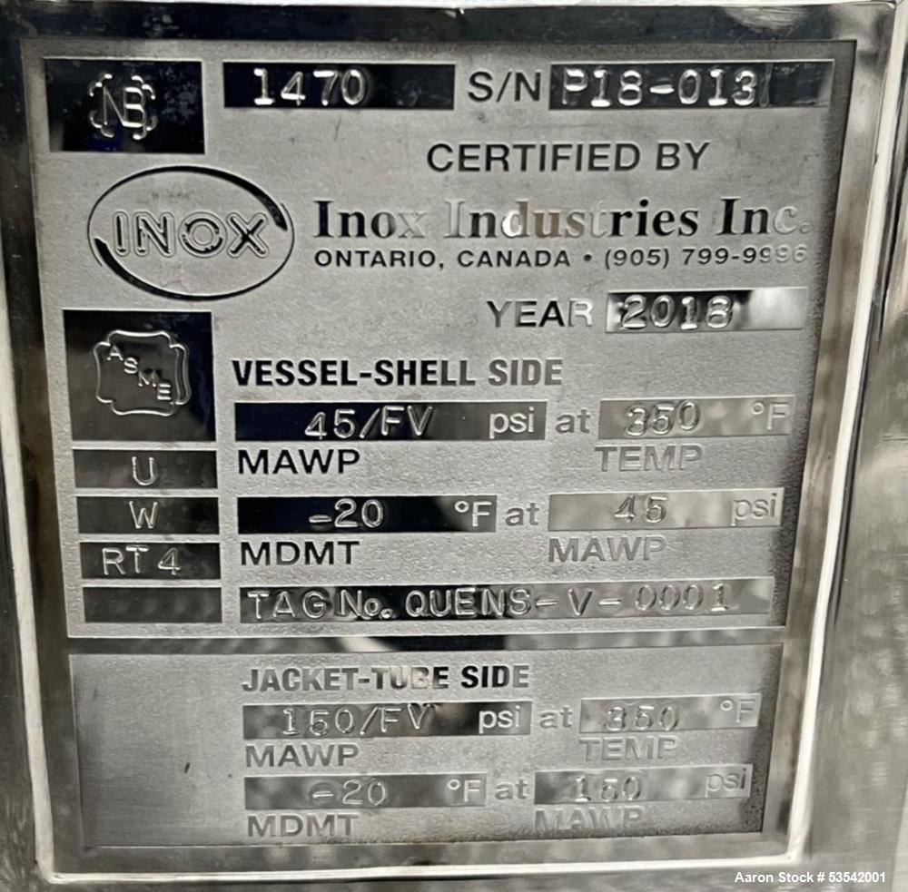 Inox Industries 316L Stainless Steel 1000 Gallon Agitated Reactor