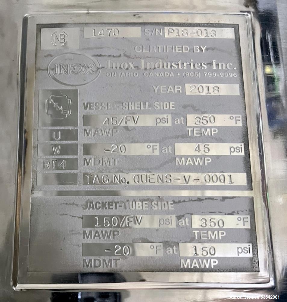 Inox Industries 316L Stainless Steel 1000 Gallon Agitated Reactor