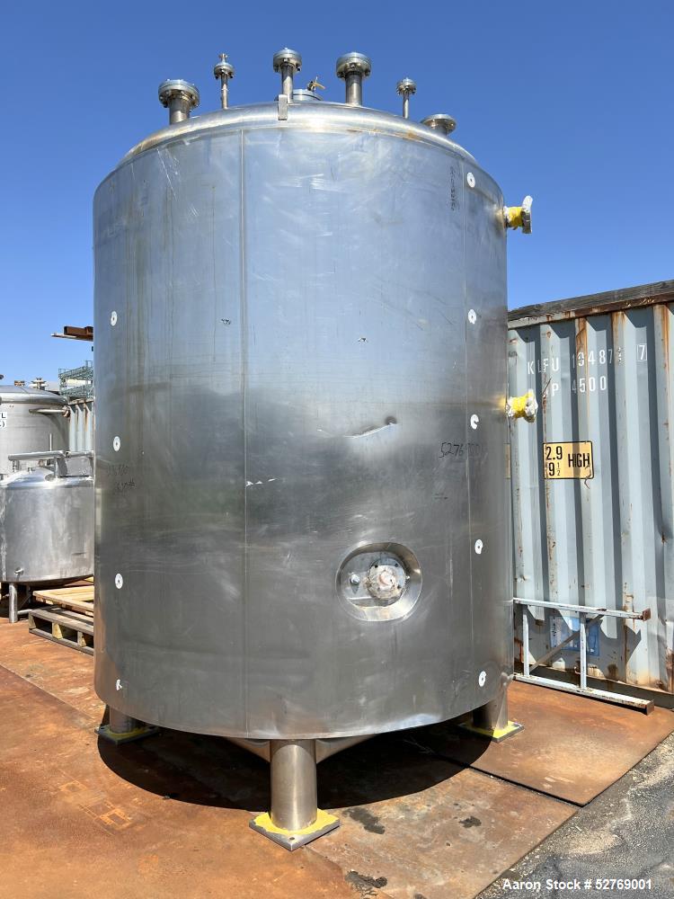 Used- Stainless Steel Fabrication Reactor, 3,000 Gallon, 316 Stainless Steel.  Vertical, 95" diameter x 114" straight side. ...