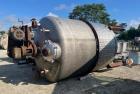 Used – 3,500 Gallon T316 Stainless Steel Reactor – Dimple Jacket, Top Drive, Check Gardin