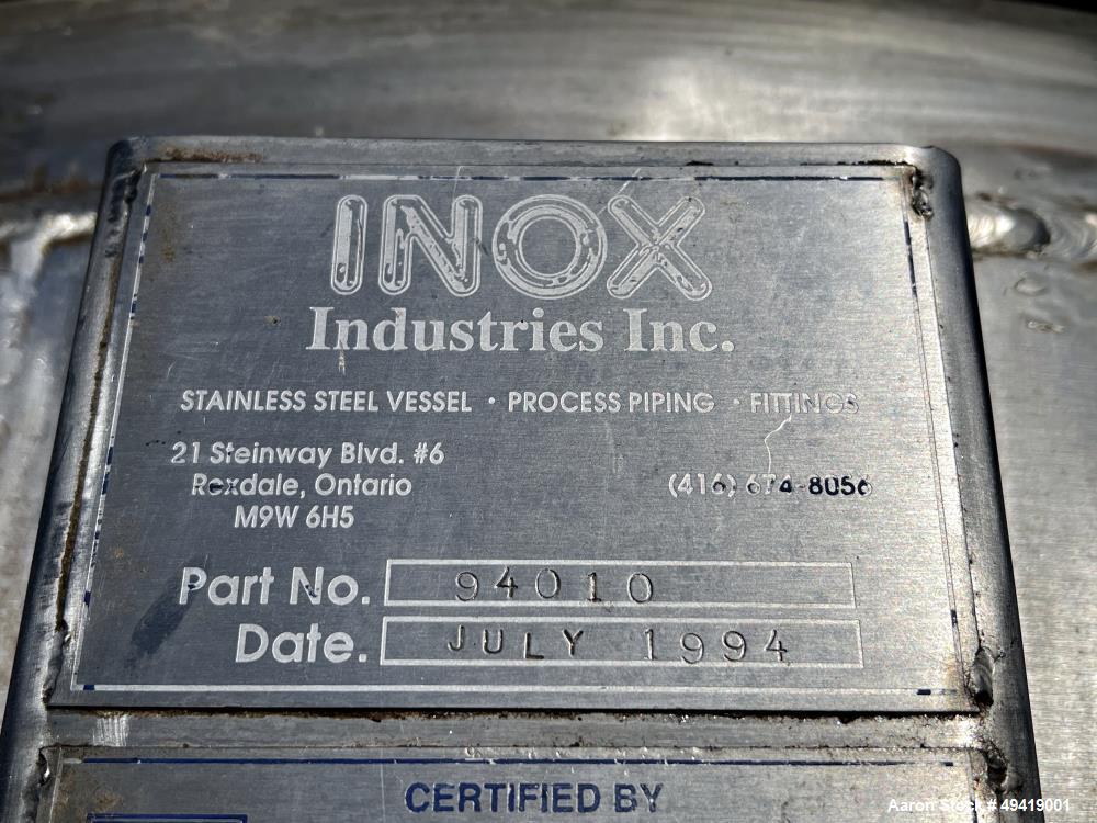 Used INOX Industries 792 Gallon Reactor – 316L Stainless Steel, Dimple Jacketed, ASME Built