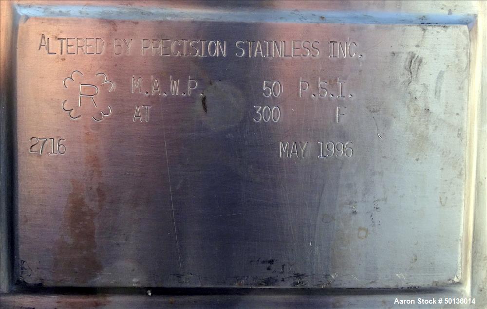 Used Letsch Reactor, Approximate 650 Gallon, 316L Stainless Steel