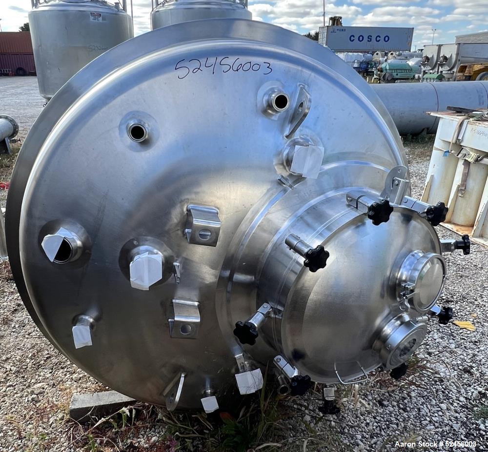 Used Mueller Reactor, 792 Gallon (3,000 Liter), Model F, 316L Stainless Steel, Vertical. 54" Diameter x 75" straight side, dished top and bottom. Internal rated 50/Full Vacuum psi at -7 to 300 degree...