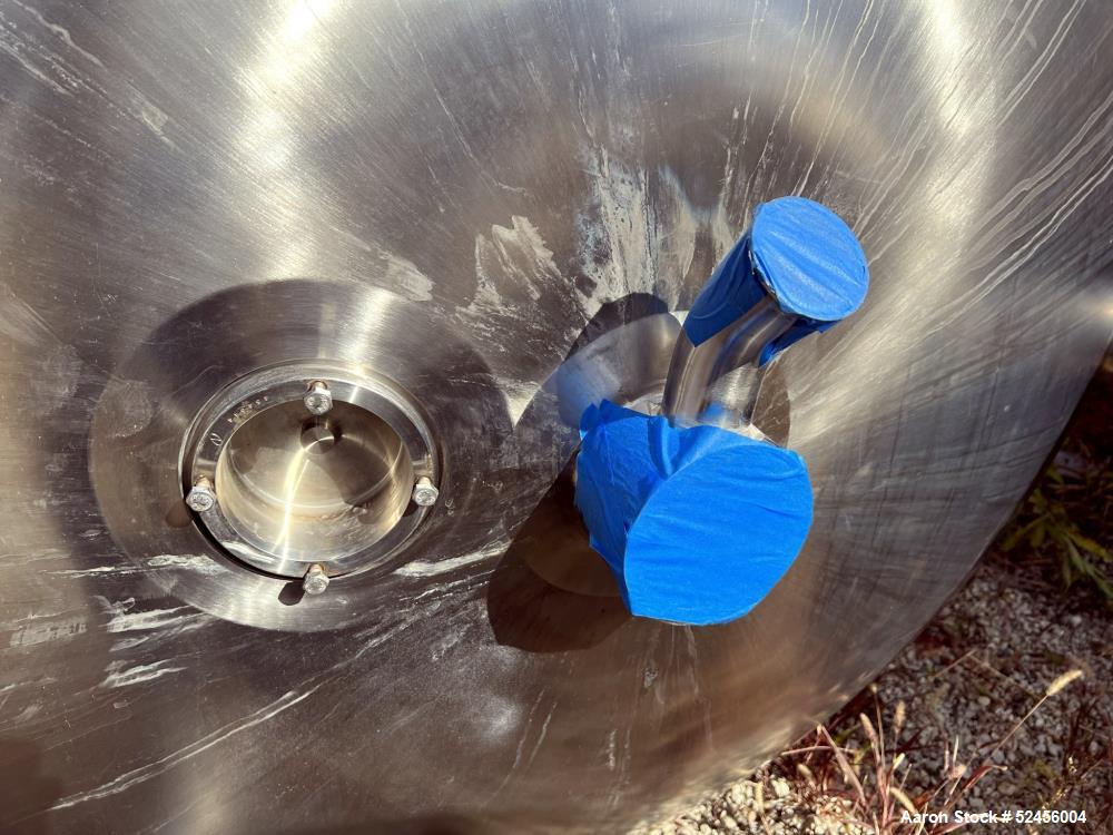Used Mueller Jacketed Buffer Prep Tank, 792 Gallon (3,000 Liter), Model F, 316L Stainless Steel, Vertical. 54" Diameter x 75" straight side, dished top and bottom. Internal rated 50/Full Vacuum psi a...