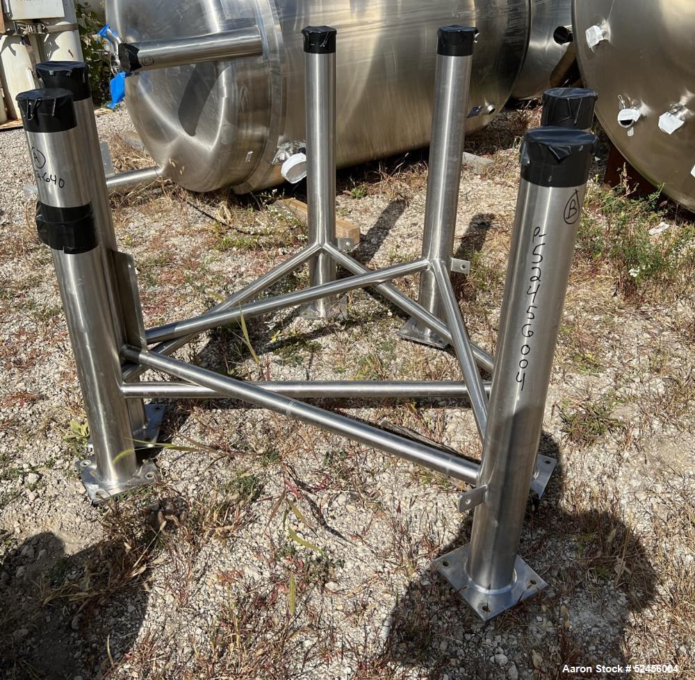 Used Mueller Jacketed Buffer Prep Tank, 792 Gallon (3,000 Liter), Model F, 316L Stainless Steel, Vertical. 54" Diameter x 75" straight side, dished top and bottom. Internal rated 50/Full Vacuum psi a...