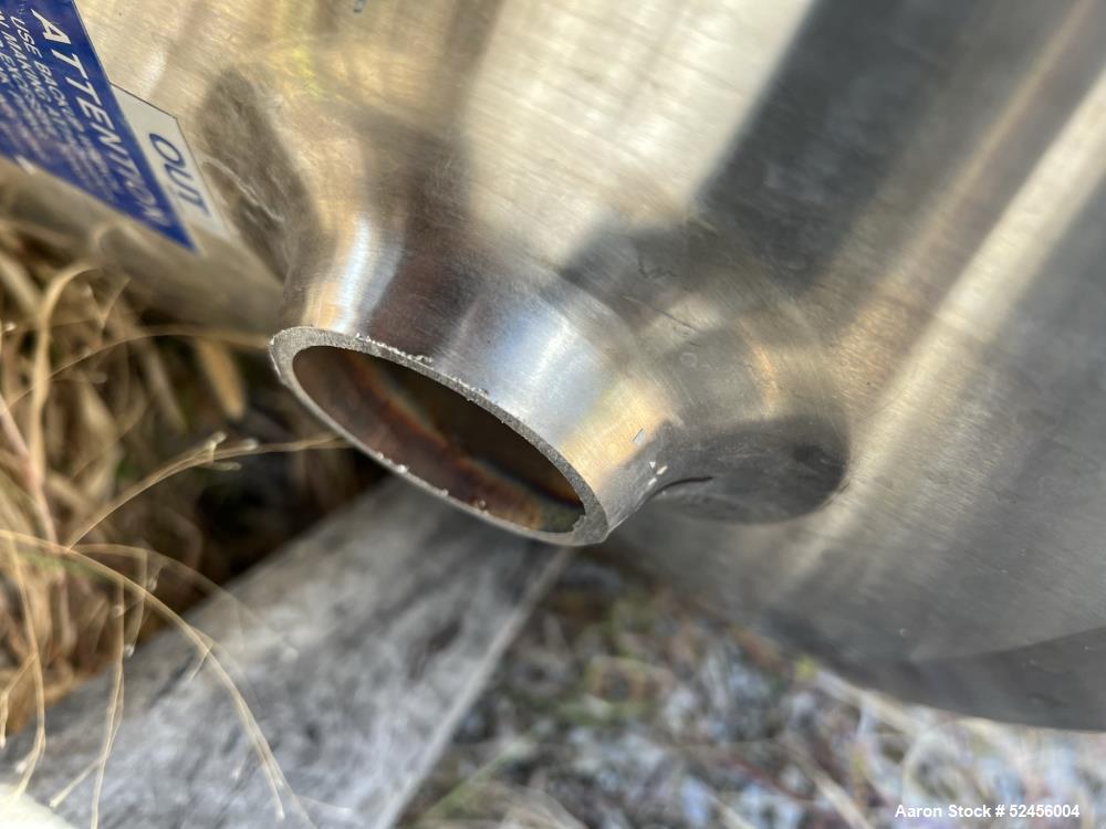 Used Mueller Jacketed Buffer Prep Tank, 792 Gallon (3,000 Liter), Model F, 316L Stainless Steel, Vertical. 54" Diameter x 75" straight side, dished top and bottom. Internal rated 50/Full Vacuum psi a...