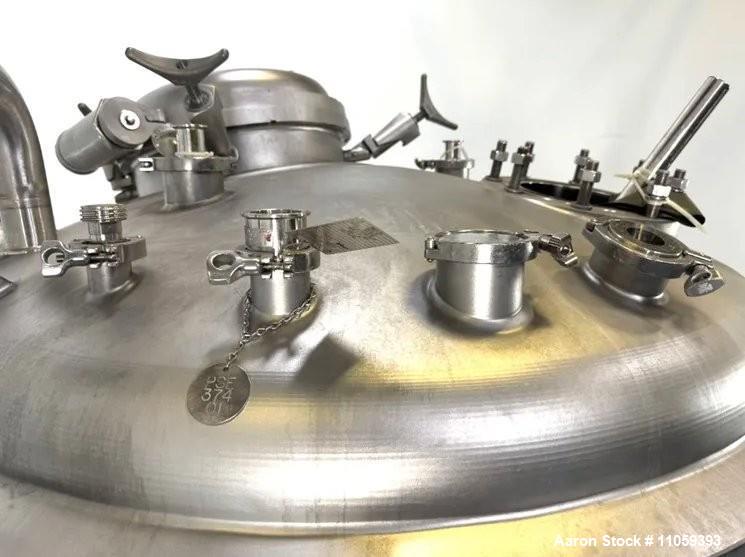 Used Precision Stainless 2,000 Liter (528 Gallon) 316L Sanitary Reactor/Fermenter – 51 PSI / FV, 5 HP Mixer