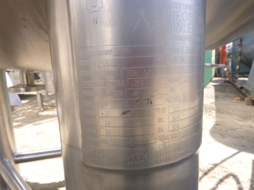 Used- Precision Stainless 660 Gallon Stainless Steel Reactor