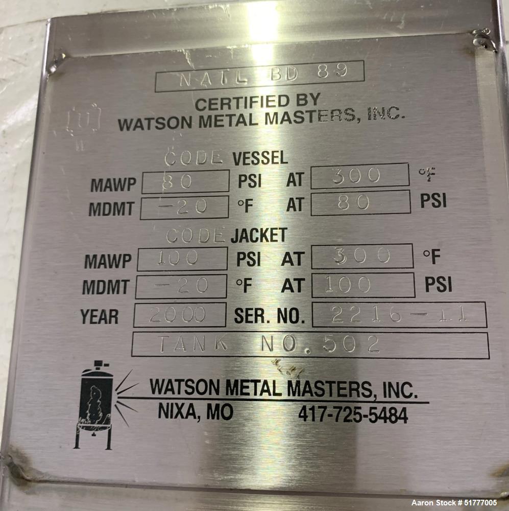 Used 600 Gallon 316L Stainless Steel Reactor