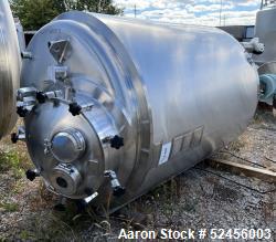  Mueller Reactor, 792 Gallon (3,000 Liter), Model F, 316L Stainless Steel, Vertical. 54" Diameter x ...