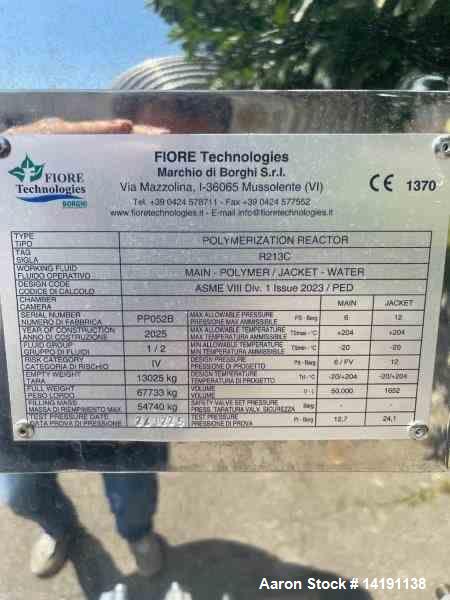 Unused 13,200-Gallon 304L Stainless Steel Reactor by Borghi Srl