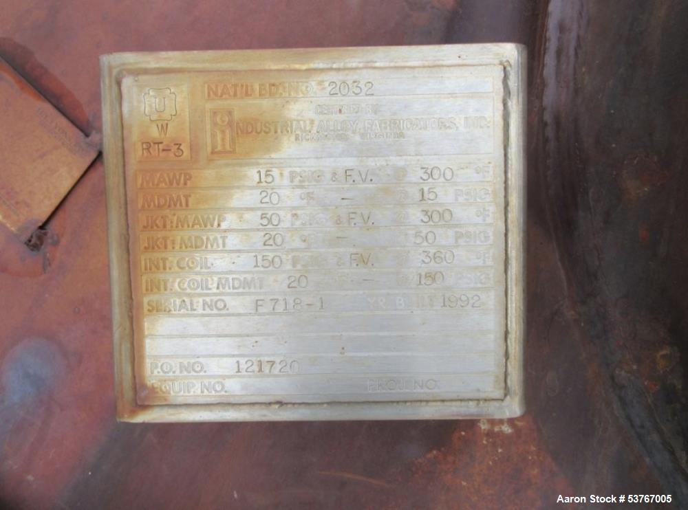 Used 9,000 Gallon 316 Stainless Steel Jacketed Reactor with Internal Coil & Agitation | Industrial Alloy Fabricators