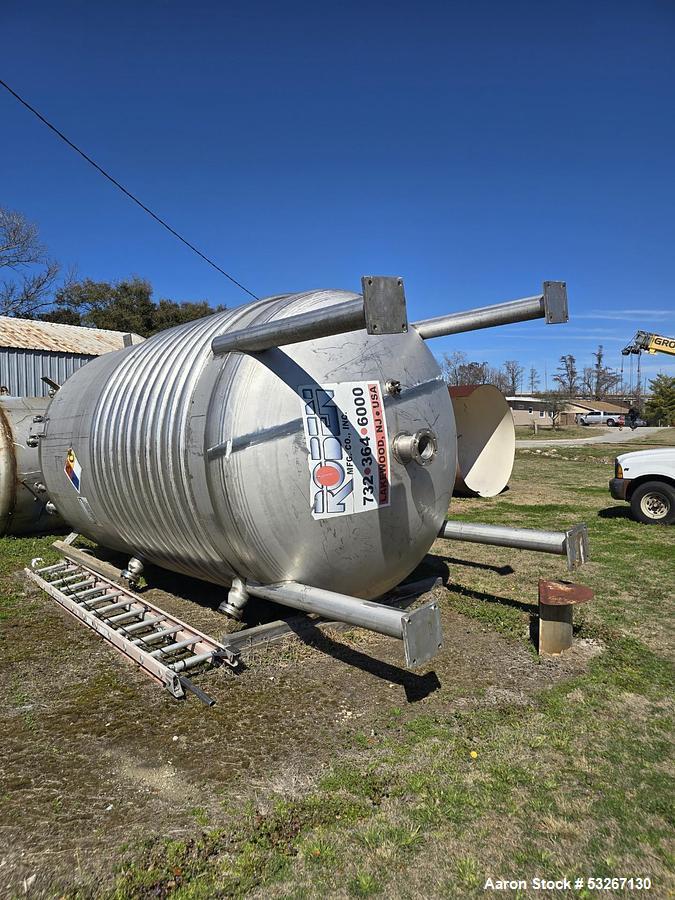 Used Roben Mfg 6,000 Gallon 304 Stainless Steel Jacketed Reactor – 100 PSI, Half-Pipe Coil (2015)