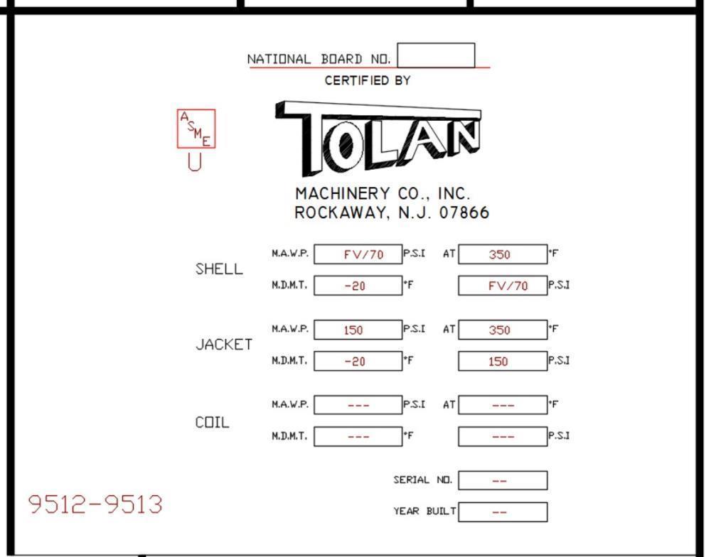 Unused 6,000 Gallon 316L Stainless Steel Jacketed Reactor | Tolan Heavy-Duty Process Vessel