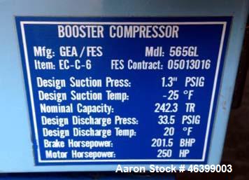 Used- GEA/FES Ammonia Screw Compressor, Model 565GLB.
