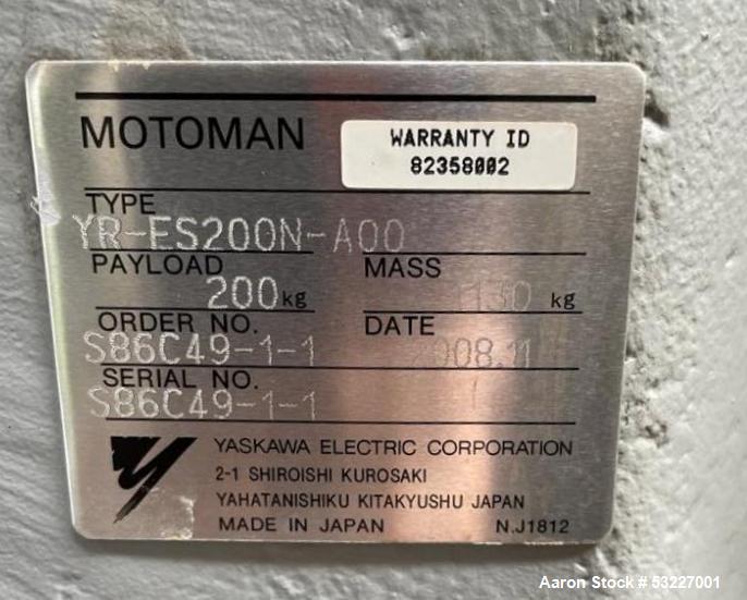 Motoman 6-Axis Robot Arm, Type ES200N with NX100 Controller.