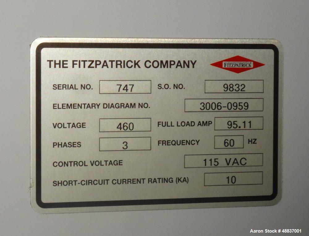 Used- Fitzpatrick Chilsonator, Model 4LX10D System.