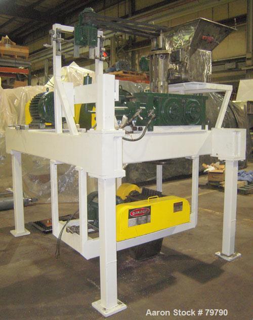 USED: Fitzpatrick Chilsonator system consisting of (1) model DM7LX10D; (2) 10" diameter x 7" wide hardened steel billet rolls, driven by a 20 hp, 3/60/230/460 volt, 1140 rpm motor with reducer, appro...
