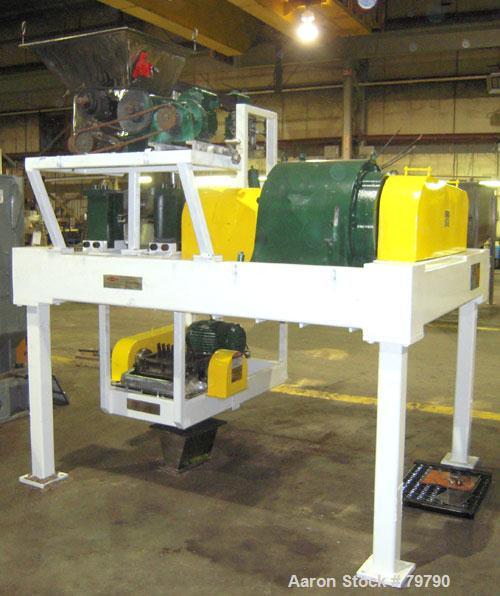 USED: Fitzpatrick Chilsonator system consisting of (1) model DM7LX10D; (2) 10" diameter x 7" wide hardened steel billet rolls, driven by a 20 hp, 3/60/230/460 volt, 1140 rpm motor with reducer, appro...