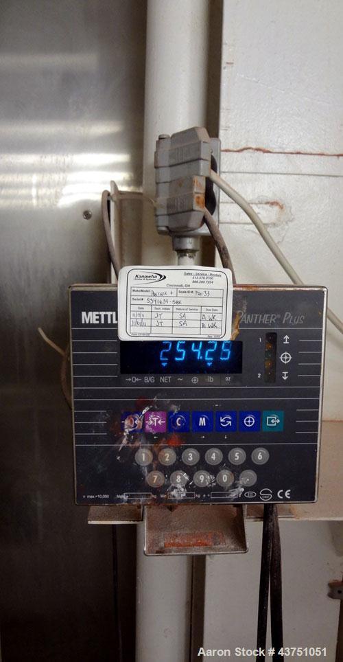 Used Mettler Toledo Floor Scale, Model 2256. 1000 Pound capacity. 30" x 30" 321 Stainless steel platform, Panther Plus Digital remote display panel, serial# 5341639-5BE.
