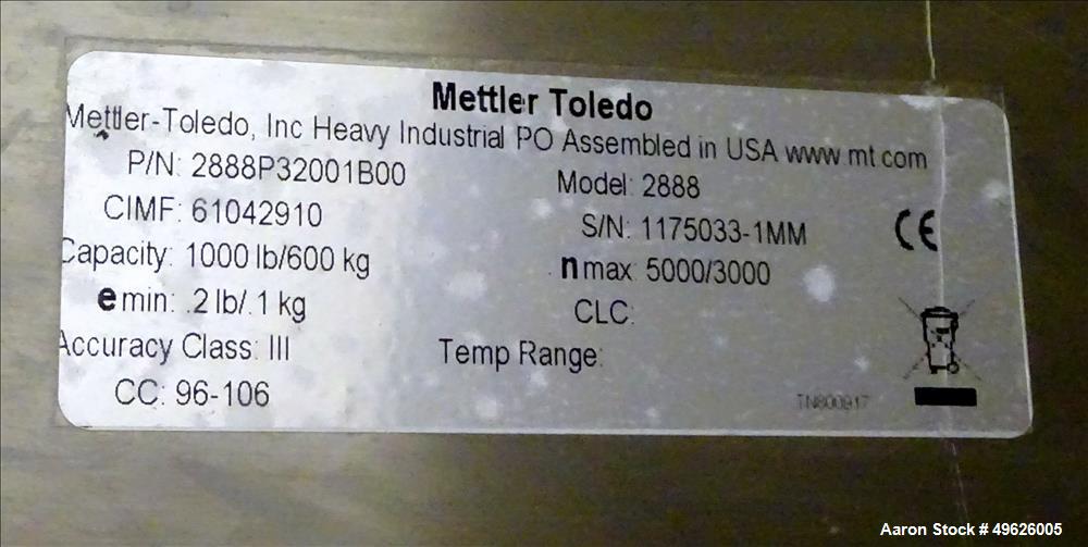 Used Mettler Toledo Floor Scale, Model 2888, 304 Stainless Steel.