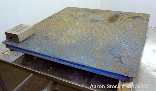Used Inscale Floor Scale, Model FS-44-5K.  48” x 48” Carbon steel plate, 5,000 pound capacity.  Includes a GSE model 350 readout.