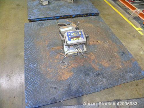 Used- Floor Scale, approximate 5000 pound capacity, 60" x 60" carbon steel diamond plate base. Includes a Fairbanks digital ...