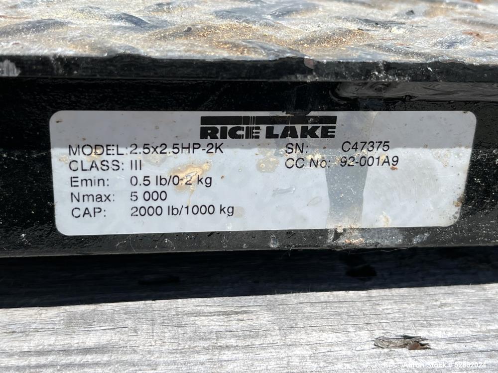 Used- Rice Lake 30" x 30" Class III Floor Scale, Model 2.5X2.5HP-2K. 2000lb capacity, Class III. Serial# C47375. No digital ...
