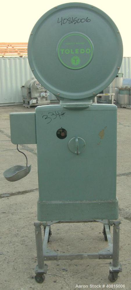 Used Toledo Scale, Model 2081. 125 pound capacity. 20'' x 20'' platform. Mounted on a cart with casters.