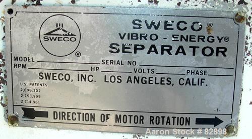 USED: Sweco lower base weldment only, model LS60S-0815. Includes a 5 hp, 3/60/230/460 volt, 1120 rpm motor.