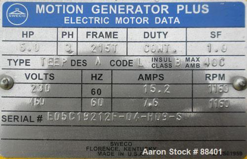 Used Sweco Motion Generator Plus Motor. Type TEEP