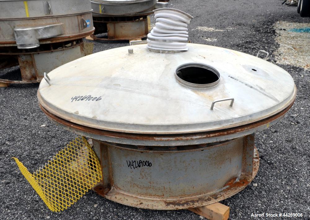 Used Sweco Screener, Model US72108, 316 Stainless Steel. Consisting of: (1) 72” Diameter deck, (1) top cover. Driven by a 5hp, 3/60/230/460 volt, 1200 rpm motor. Mounted on a carbon steel base. Missi...