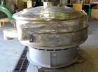 Used Sweco Screener, Model US72108, 316 Stainless Steel. Consisting of: (1) 72” Diameter deck, (1) top cover. Driven by a 5hp, 3/60/230/460 volt, 1200 rpm motor. Mounted on a carbon steel base. Missi...