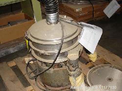 Used Sweco 18" diameter stainless steel circular sifter. Single deck dual separation with cover.